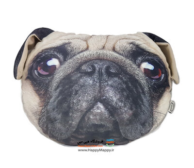 کوسن حیوانات طرح سگ نژاد پاگ سفید