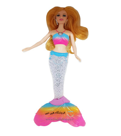 عروسک طرح پری دریایی موزیکال | سایز 35 سانت