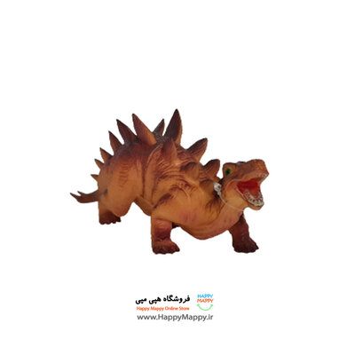 فیگور طرح دایناسور گوشتی شاخ دار نارنجی رنگ