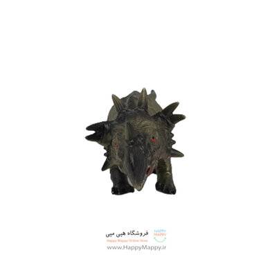 فیگور طرح دایناسور گوشتی شاخ دار سبز رنگ
