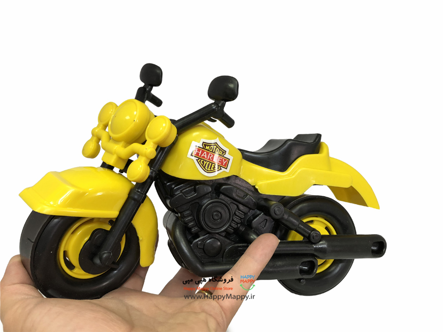 اسباب بازی موتور طرح هارلی سیکلز زرد رنگ | سایز 28 سانت