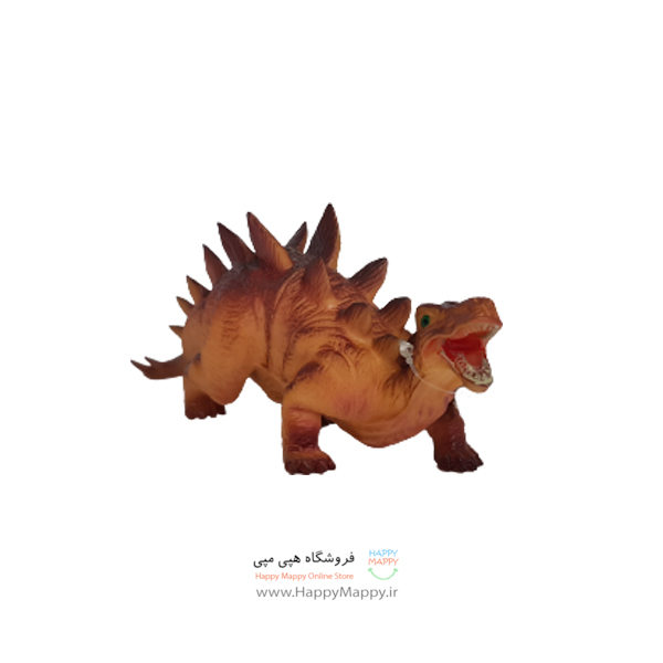 فیگور طرح دایناسور گوشتی شاخ دار نارنجی رنگ