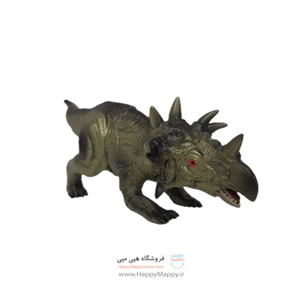 فیگور طرح دایناسور گوشتی شاخ دار سبز رنگ
