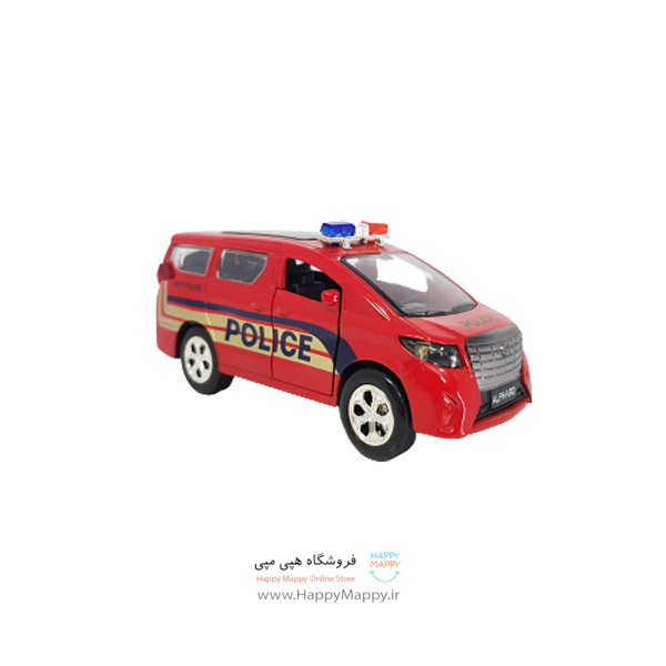اسباب بازی ماشین فلزی طرح ون پلیس قرمز رنگ