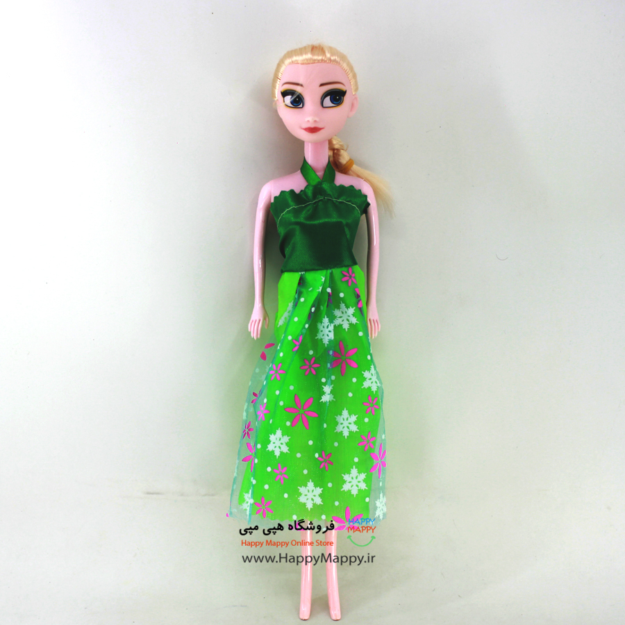 عروسک طرح السا و انابیوتی | لباس سبز